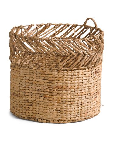 18in Hyacinth Arrow Open Weave Round Storage Basket | TJ Maxx