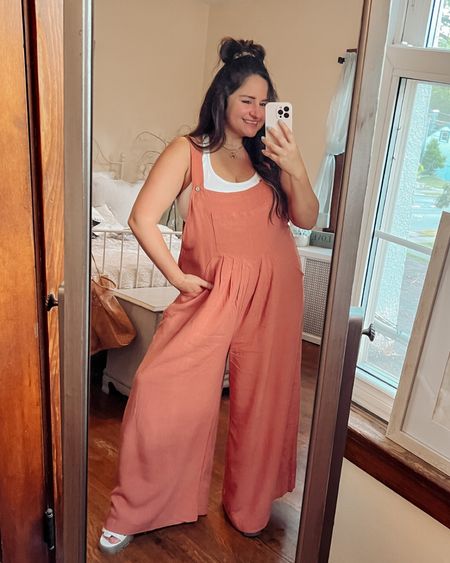 Comfy and cute in linen overalls paired with a cute tank top that has a built in bra! Wearing an L in the overalls and an xl in the tank top, but need to size down in both as they run big! This is such a comfortable travel outfit!

Midsize style, Amazon fashion, comfy style, casual style 

#LTKtravel #LTKFind #LTKcurves