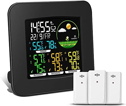 Geevon Weather Station Wireless Indoor Outdoor Thermometer Multiple Sensors, Color LCD Display Digit | Amazon (US)