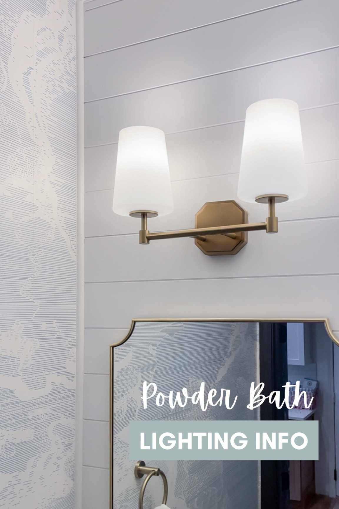 The most underrated bathroom detail… 👀 Lighting is such an easy way to upgrade & change the feel of a room! This vanity light from @hunterfanco is rated for indoor spaces (like bathrooms) that are exposed to humidity.
#itsaHunter #HunterLighting #powderbath #halfbathremodel 

#LTKhome