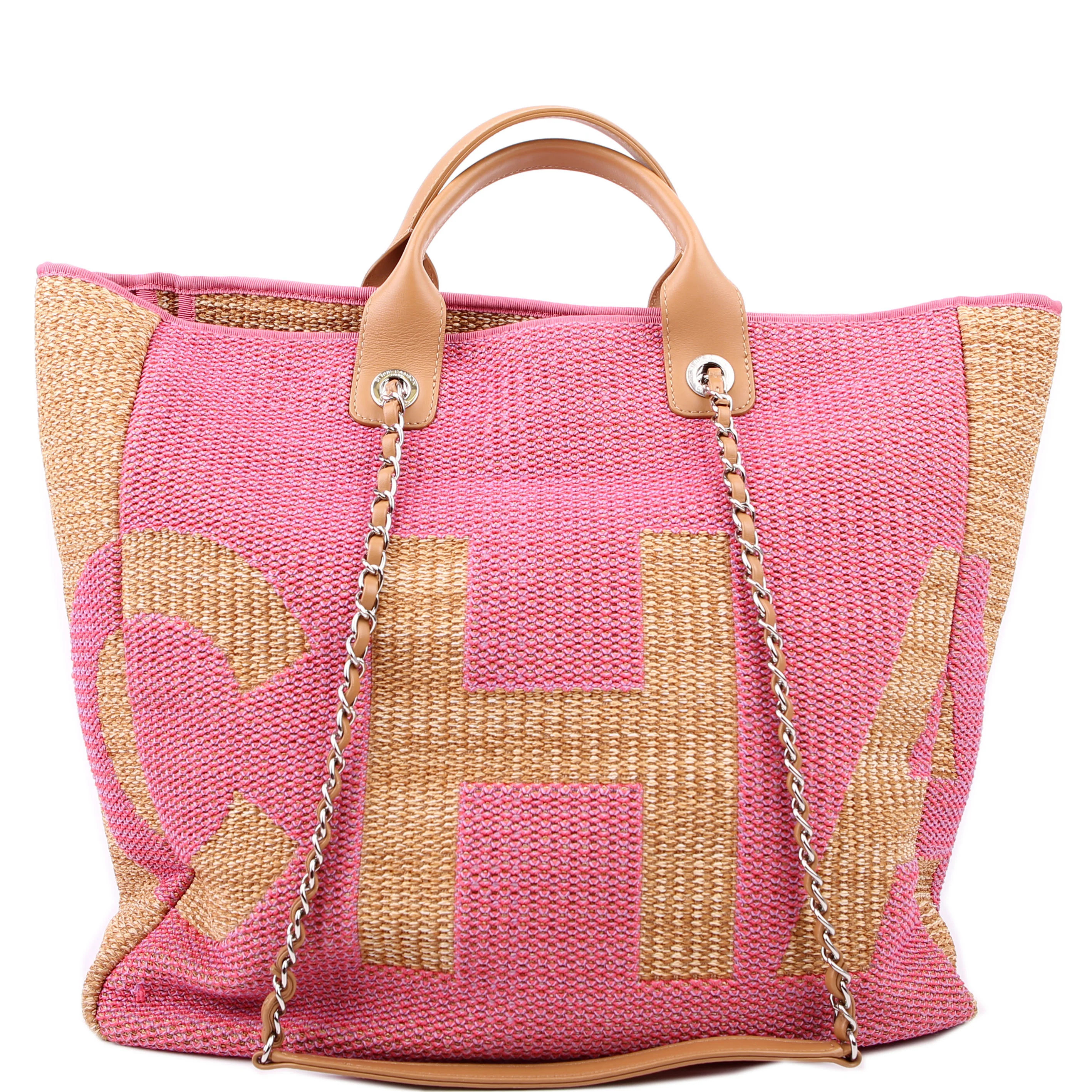 Shopping Bag Large Mixed Fibers Pink | Keeks Designer Handbags