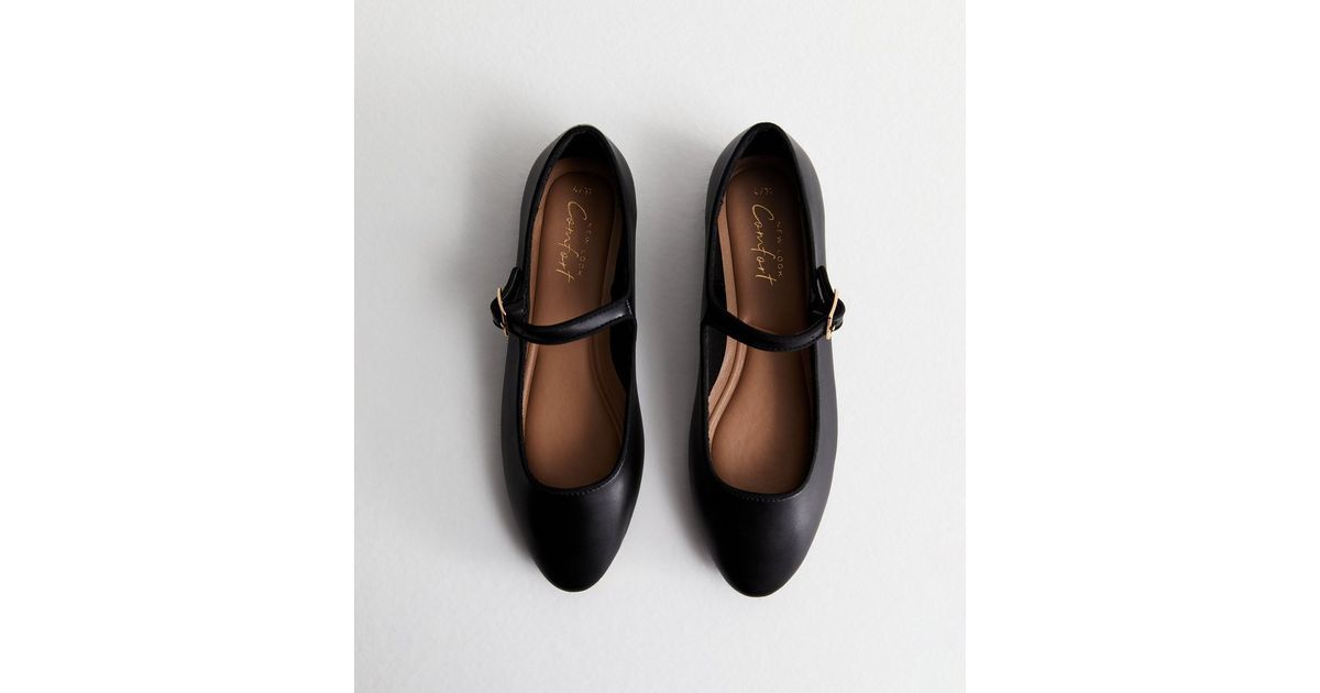 Black Leather-Look Strappy Ballerina Pumps | New Look | New Look (UK)