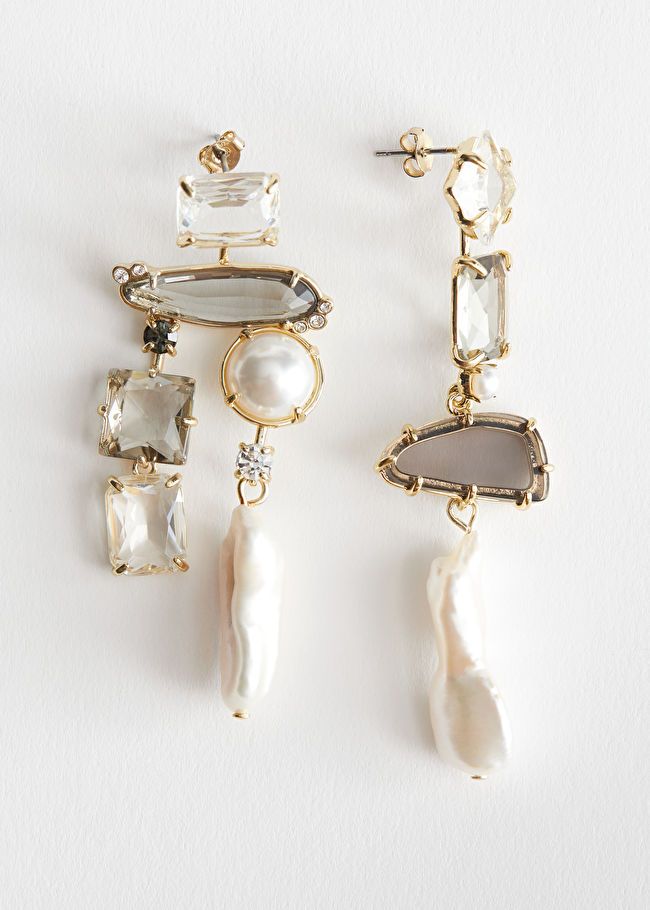 Rhinestone Pearl Hanging Earrings | & Other Stories US