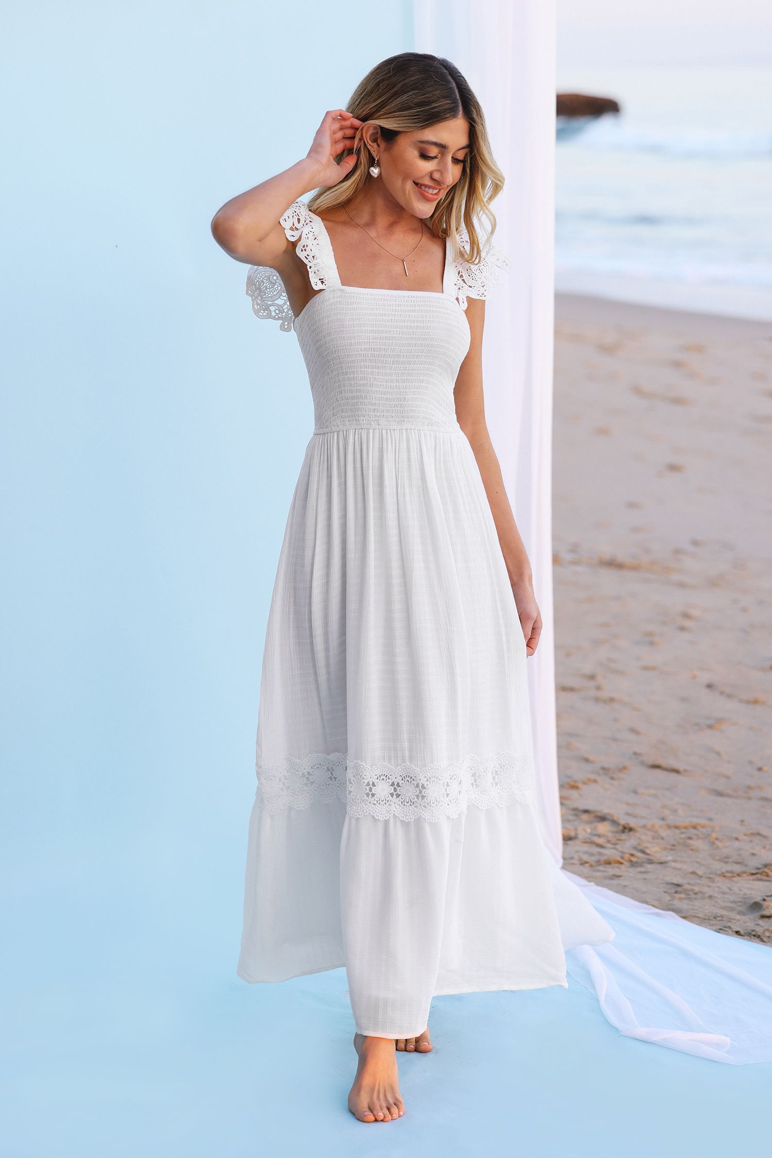 Devotion Lace Smocked Maxi Dress | Cupshe US