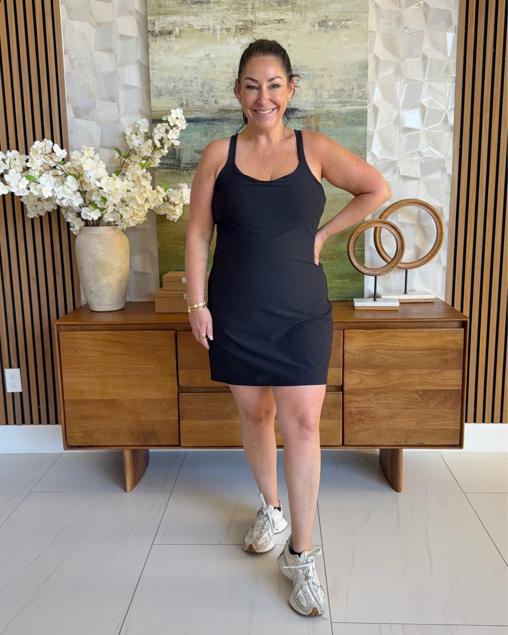 @Spanx athletic dress with strappy back size up if in-between wearing large 

new customer code RYANNEXSPANX for 10% off plus free shipping 

#LTKMidsize #LTKOver40 #LTKmomlife