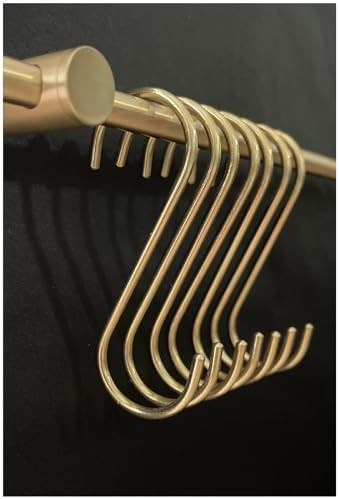 S Hooks, Solid Brass, Round-End Craftsmanship, 7 Pack, Gold - for Kitchen Rack Rail Closet Dorm H... | Amazon (US)