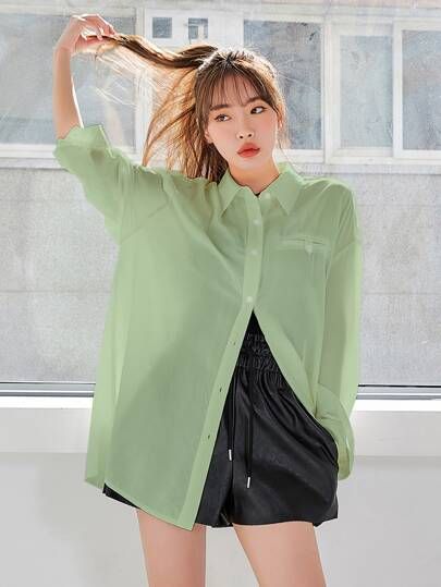 DAZY Oversized Drop Shoulder Tunic Blouse | SHEIN