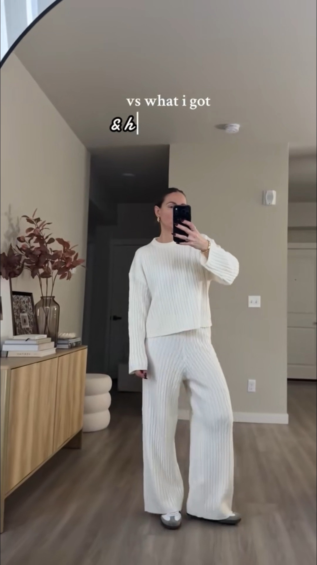 the viral amazon cable knit loungewear set and oversized plaid coat.  i'm 5'7 wearing Small  suede tote bag in coffee color 