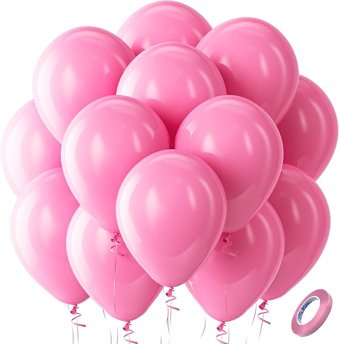 Bezente Pink Balloons Latex Party Balloons - 100 Pack 12 inch Round Helium Pink Balloons for Birt... | Amazon (US)