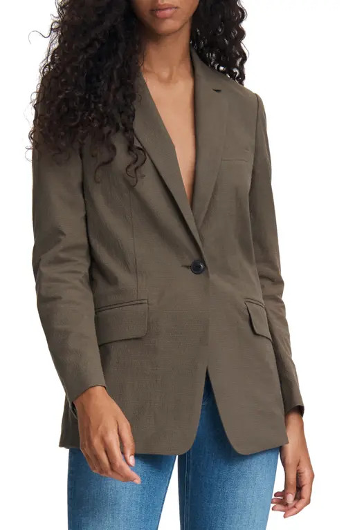 rag & bone Ames Seersucker Blazer in Dark Olive at Nordstrom, Size 6 | Nordstrom