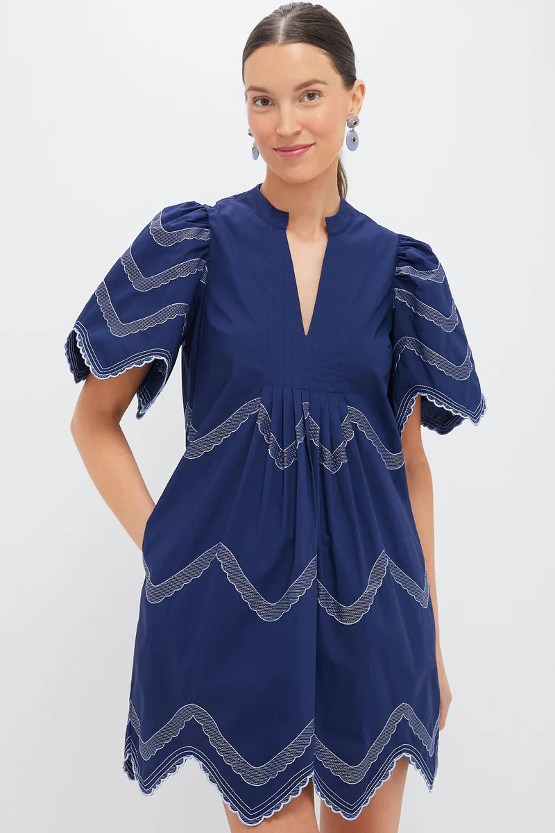 Navy Embroidered Weston Mini Dress | Tuckernuck (US)