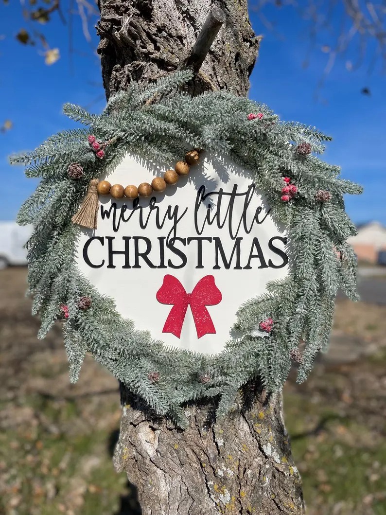 Christmas Door Hanger Front Door Decor Merry Christmas Welcome Christmas Home Decor round Door Ha... | Etsy (US)
