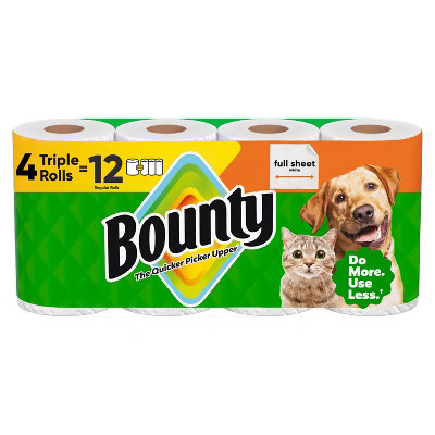 Bounty Full Sheet Paper Towels - 4 Triple Rolls | Target