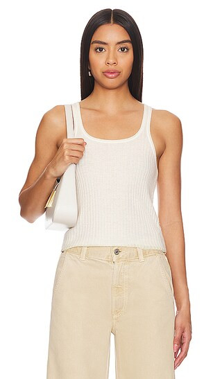 Rib Tank Top in Cream | Revolve Clothing (Global)