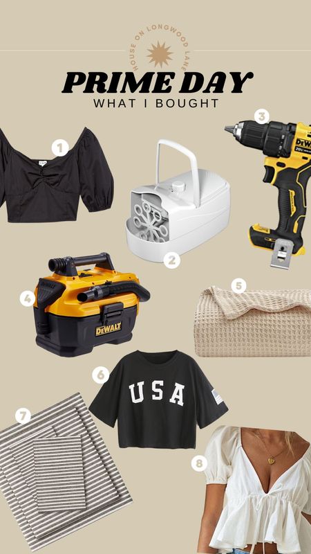 We scooped up some good finds for prime day! Great deals on power tools, bed linens and tops for women including a fun neutral bubble maker for the kids! 

#LTKxPrimeDay #LTKFind #LTKunder100