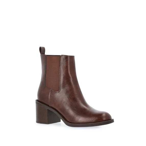 Time and True Women's Faux Leather Chelsea Boots - Walmart.com | Walmart (US)