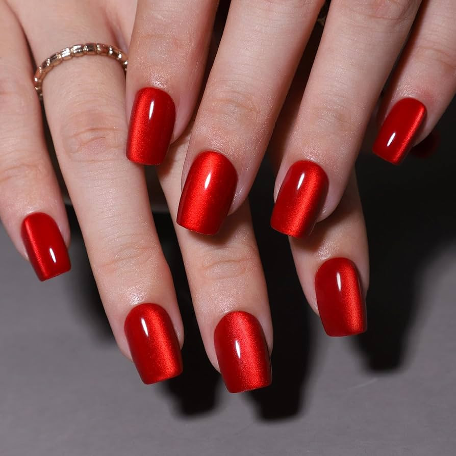 Cat Eye Press on Nails Short - Soft Gel Press on Nails Square with Nail Glue, Fit Perfectly Fake ... | Amazon (US)