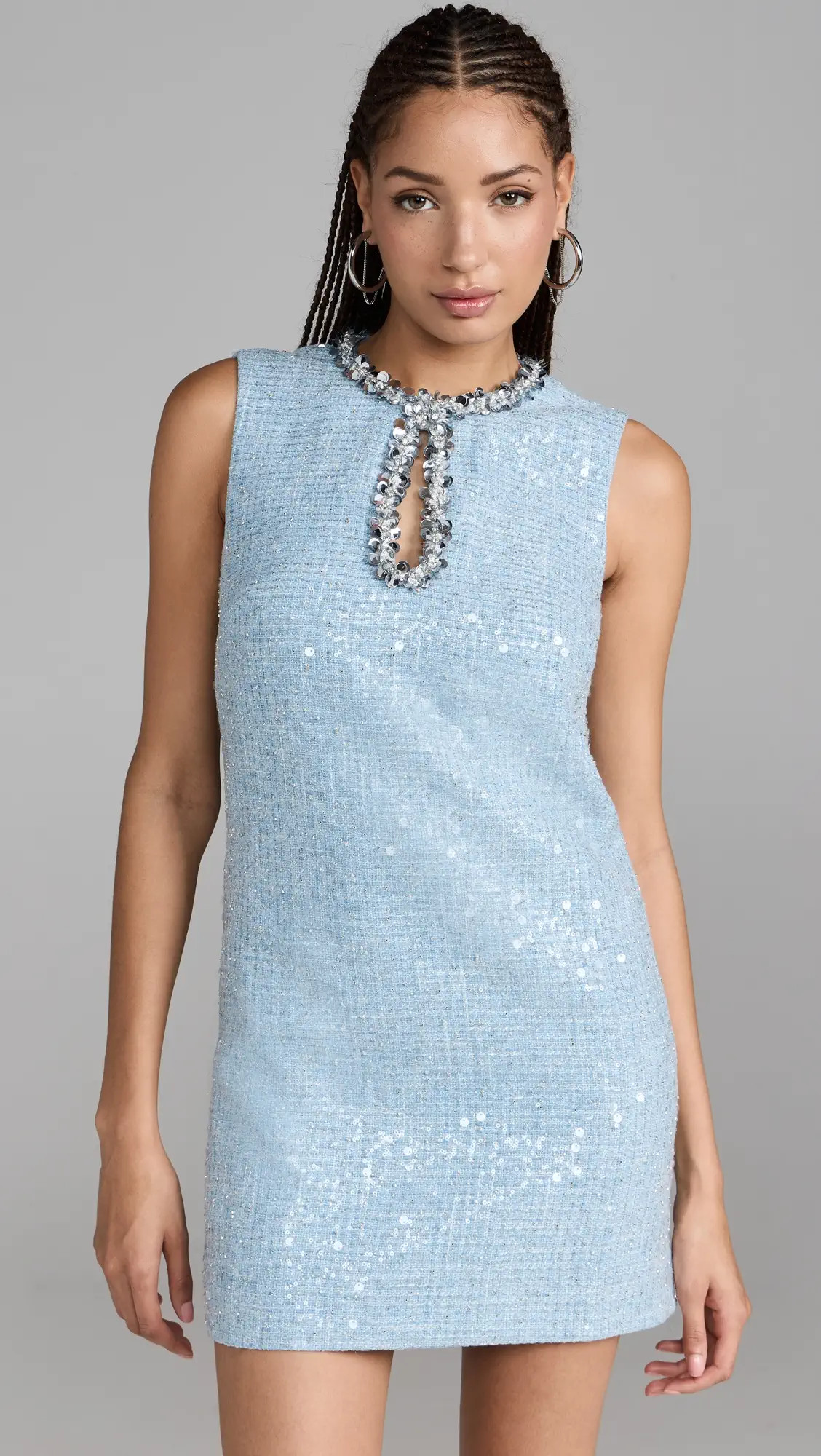 Self Portrait Blue Sequin Boucle Mini Dress | Shopbop | Shopbop