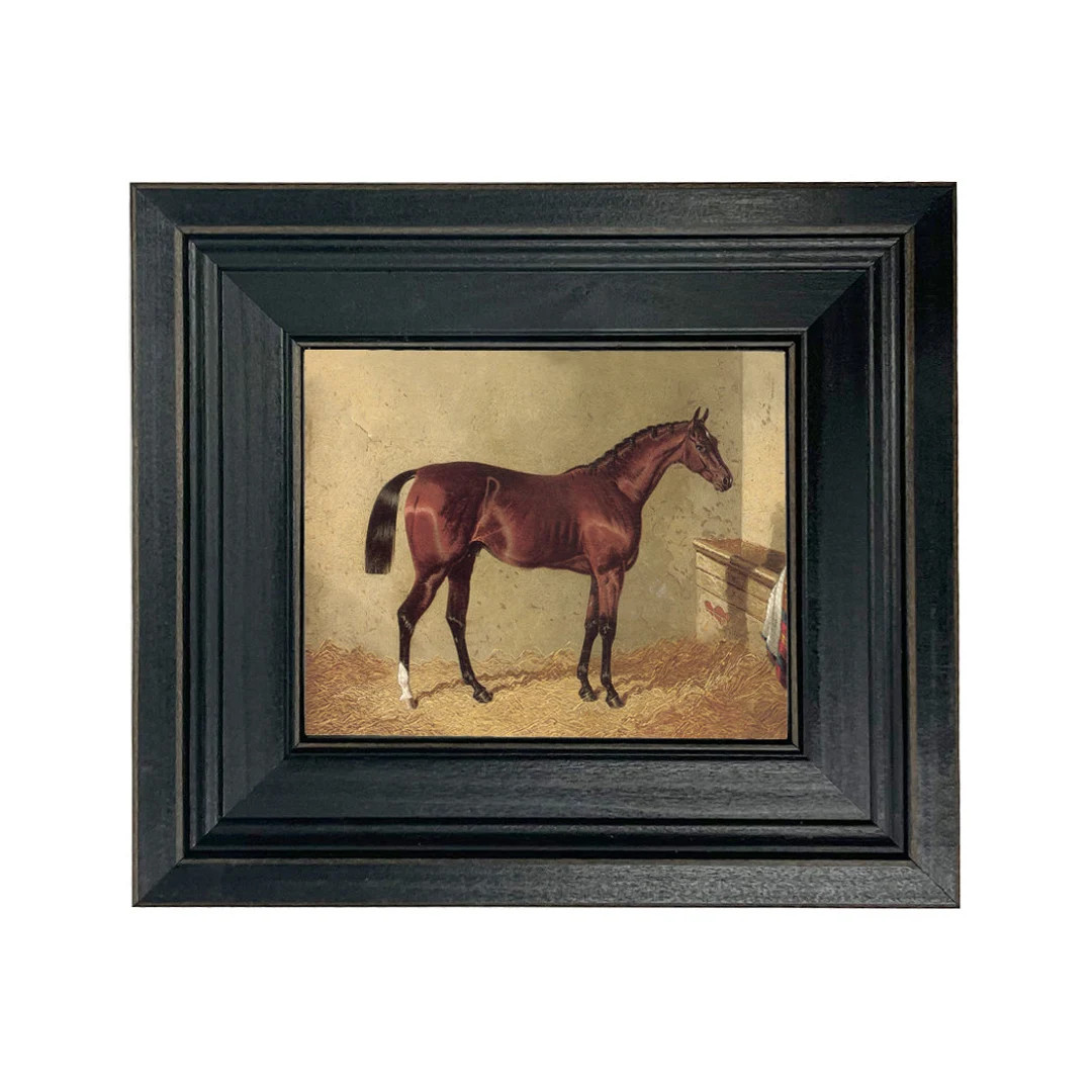 Bay Colt in Stable Framed Oil Painting Print on Canvas, Horse Painting, Horse Wall Art, Equestria... | Etsy (US)