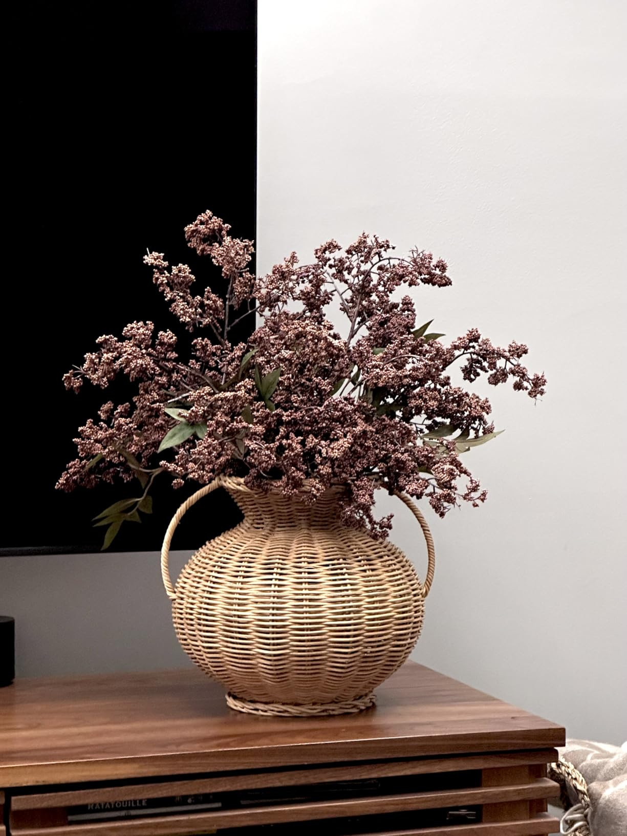 Zeyune 3 Pcs Artificial Red Berry Stem Spring Faux Flowers Picks Branches Fake Realistic Sedum Stem Spray for Wedding Holiday Seasonal Farmhouse Mantel Harvest DIY Home Decorations(35 Inch) | Amazon (US)