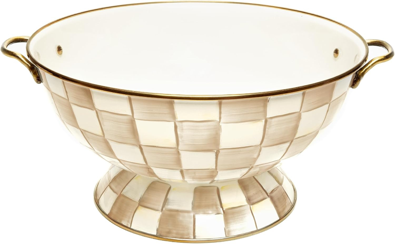 MACKENZIE-CHILDS Enamel Everything Bowl, Brown-and-White Mocha Check | Amazon (US)