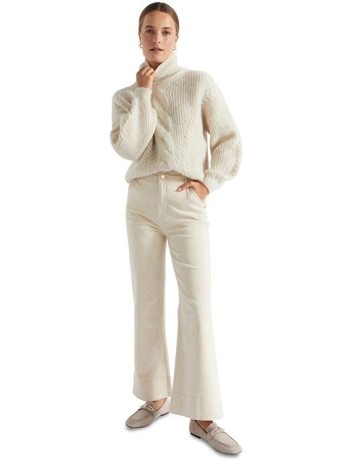 Waisted Wide Leg Jean in Vanilla Cream | Myer