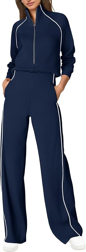 SENSERISE Womens Jumpsuits Casual Long Sleeve Jumpsuit Mock Neck Wide Leg Pants Fall Outfits with... | Amazon (US)