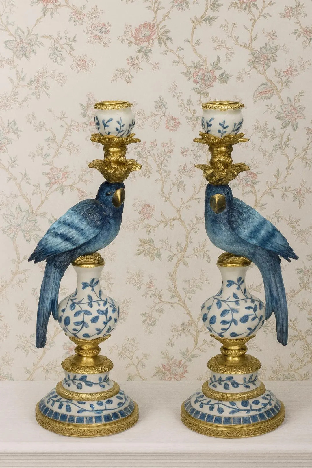 Blue White Parrot Candle Holder Pair, Bird Candlestick, Hollywood Regency Glam Decor, Luxury, Dec... | Etsy (US)