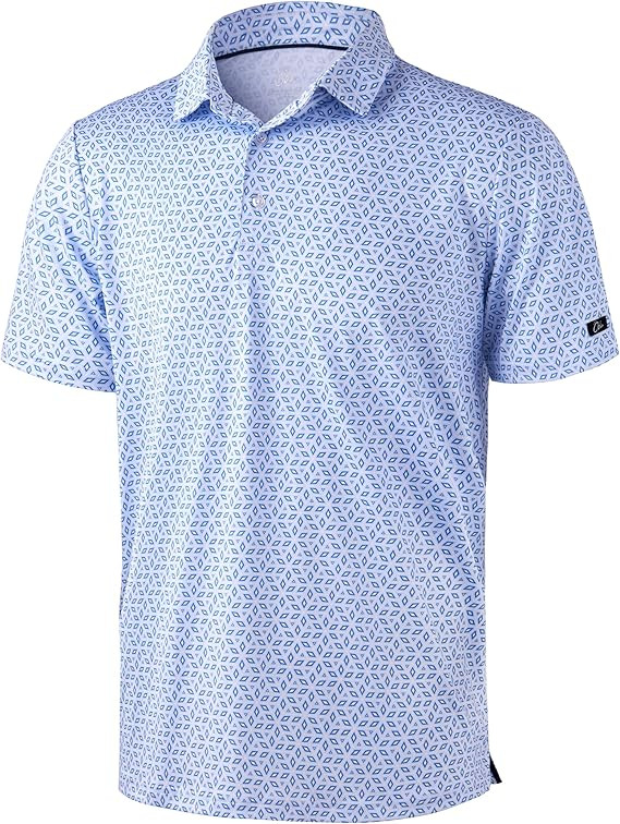 Obla Mens Golf Polo Shirts Short Sleeve Dry Fit Performance Moisture Wicking Casual Print Collare... | Amazon (US)