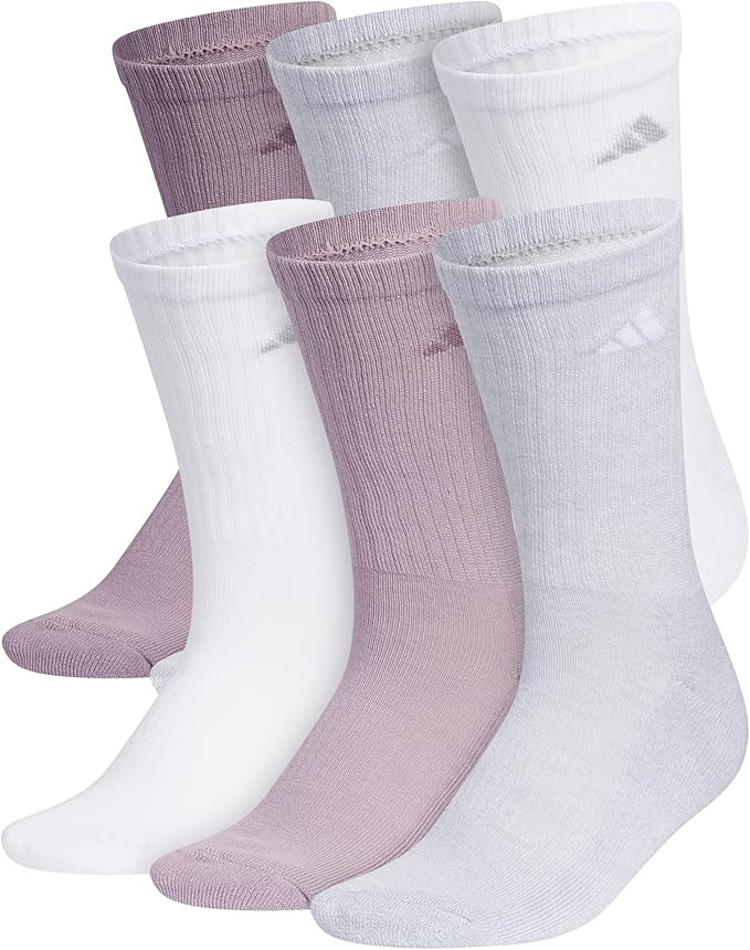 adidas Women's Athletic Cushioned Crew Socks, 6-Pack, Durable, Moisture-Wicking, Cushioned, Arch ... | Amazon (US)