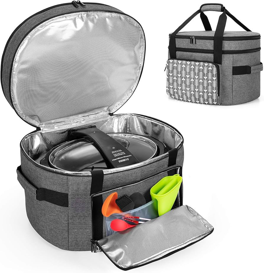 YARWO Slow Cooker Travel Bag with Bottom Board Compatible with Crock-Pot and Hamilton Beach 6-8 Q... | Amazon (US)
