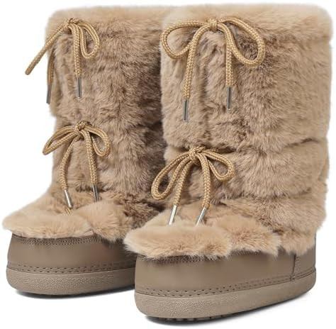 CELNEPHO Fur Boots Comfortable Winter Boots for Women Fuzzy Boots Mid Calf Anti-Slip Rubber Sole ... | Amazon (US)