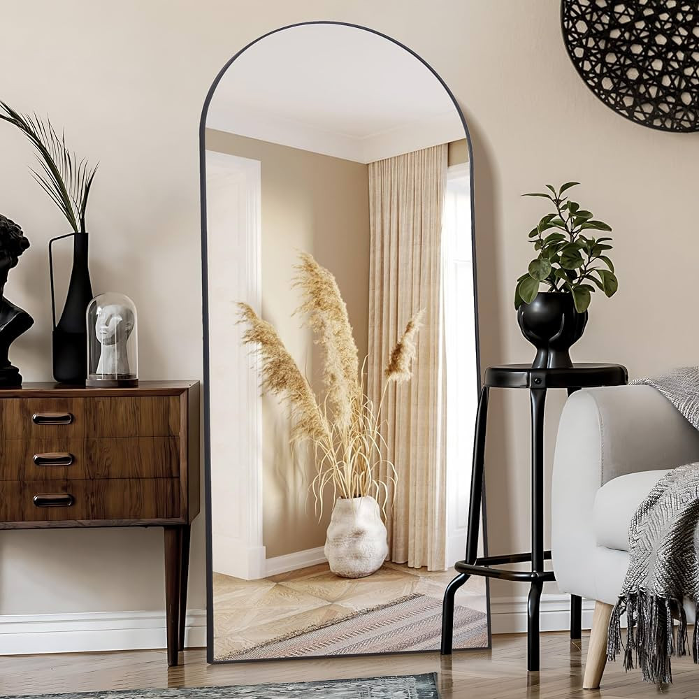 KOCUUY Arched Full Length Mirror, 71”x30” Floor Length Mirror, Black Full Body Mirror Bedroom... | Amazon (US)