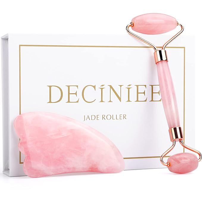 Deciniee Jade Roller and Gua Sha Set - Anti Aging Rose Quartz Face Roller Massager & Guasha Tool ... | Amazon (US)