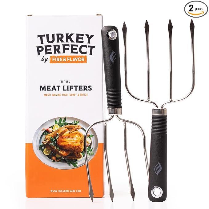 Fire & Flavor Turkey Lifter for Safer Handling and Cutting - Heavy Gauge Stainless Steel Meat For... | Amazon (US)