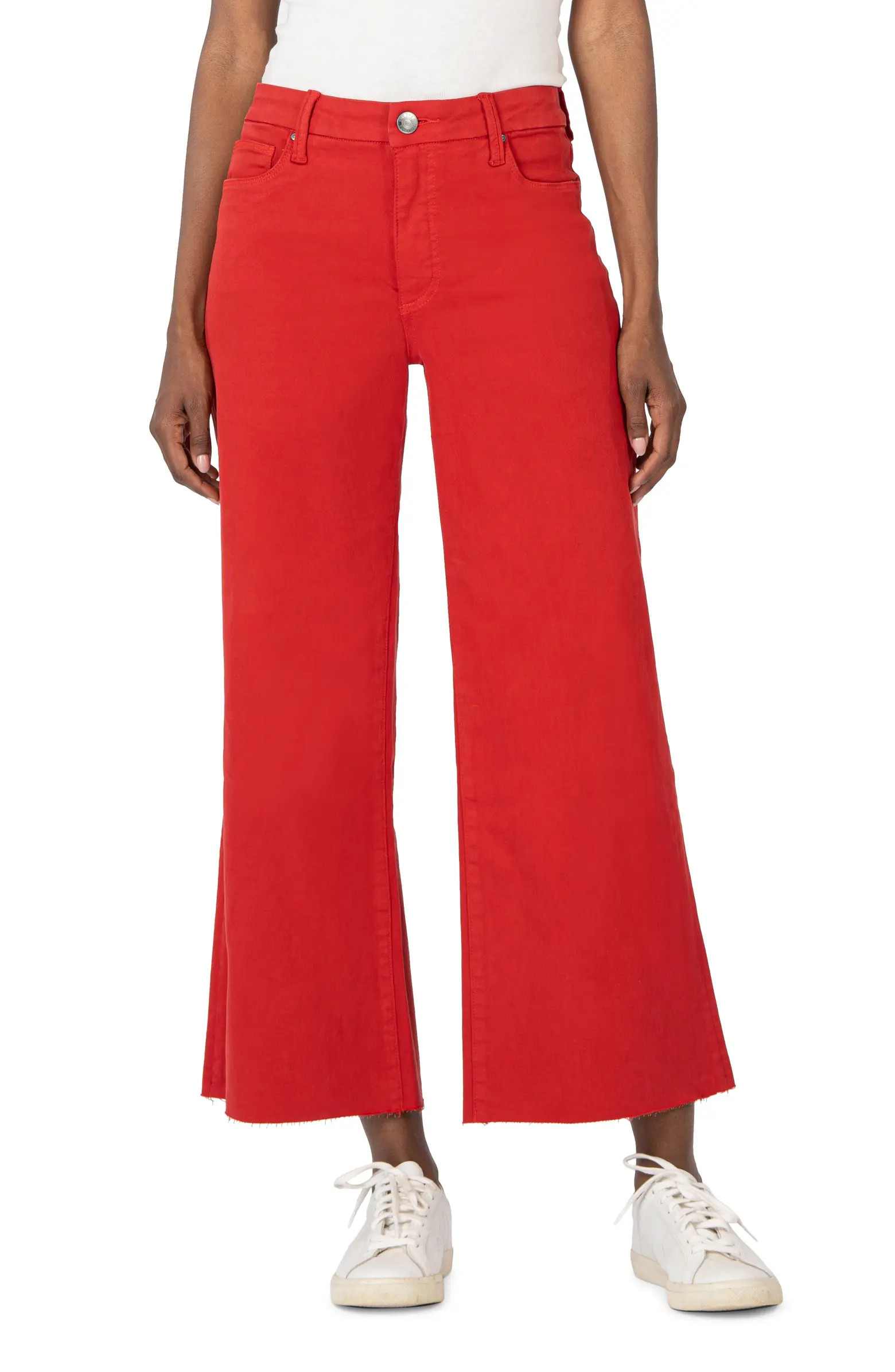Meg Raw Hem High Waist Ankle Wide Leg Jeans | Nordstrom