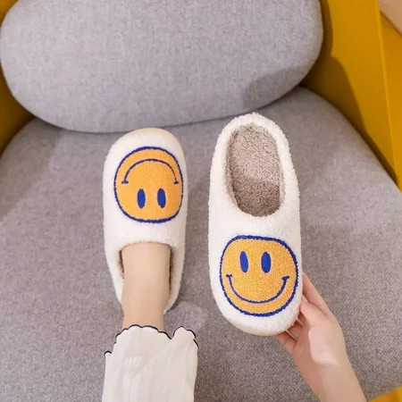Happy Smiley Face Cozy Slippers | Walmart (US)