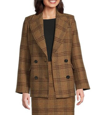 Gibson & Latimer Glen Plaid Woven Wool Blend Notch Lapel Long Sleeve Double Breasted Coordinating... | Dillard's