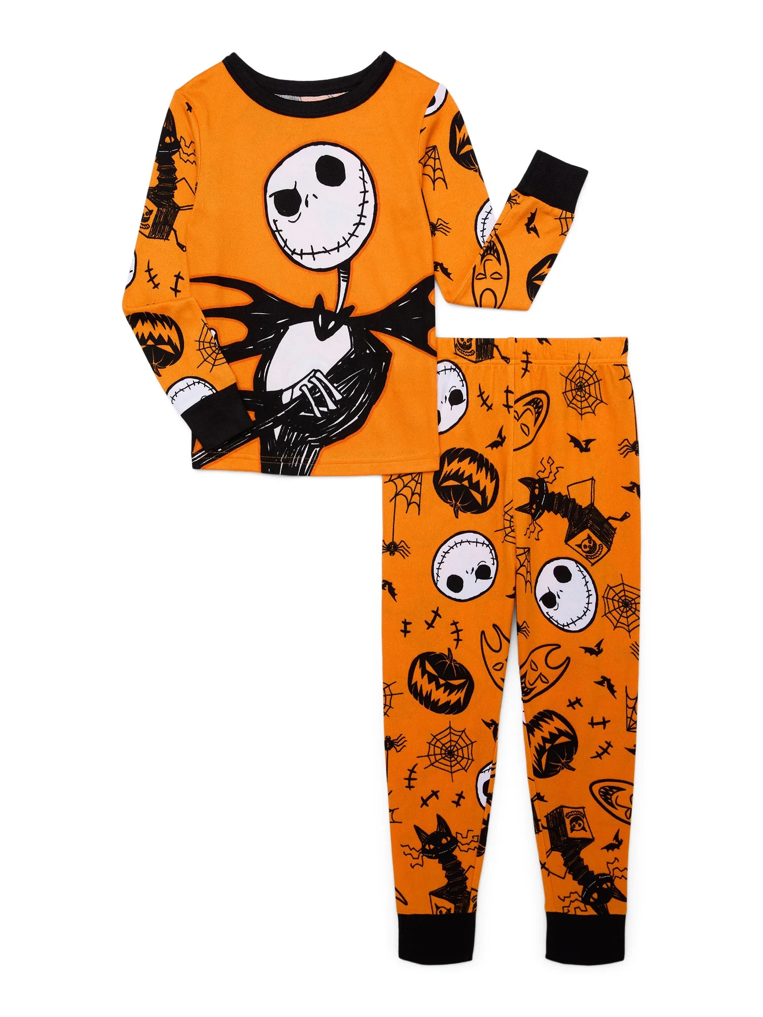 Nightmare Before Christmas Boys Halloween Glow in the Dark Long Sleeve and Pant 2-Piece Pajama Se... | Walmart (US)