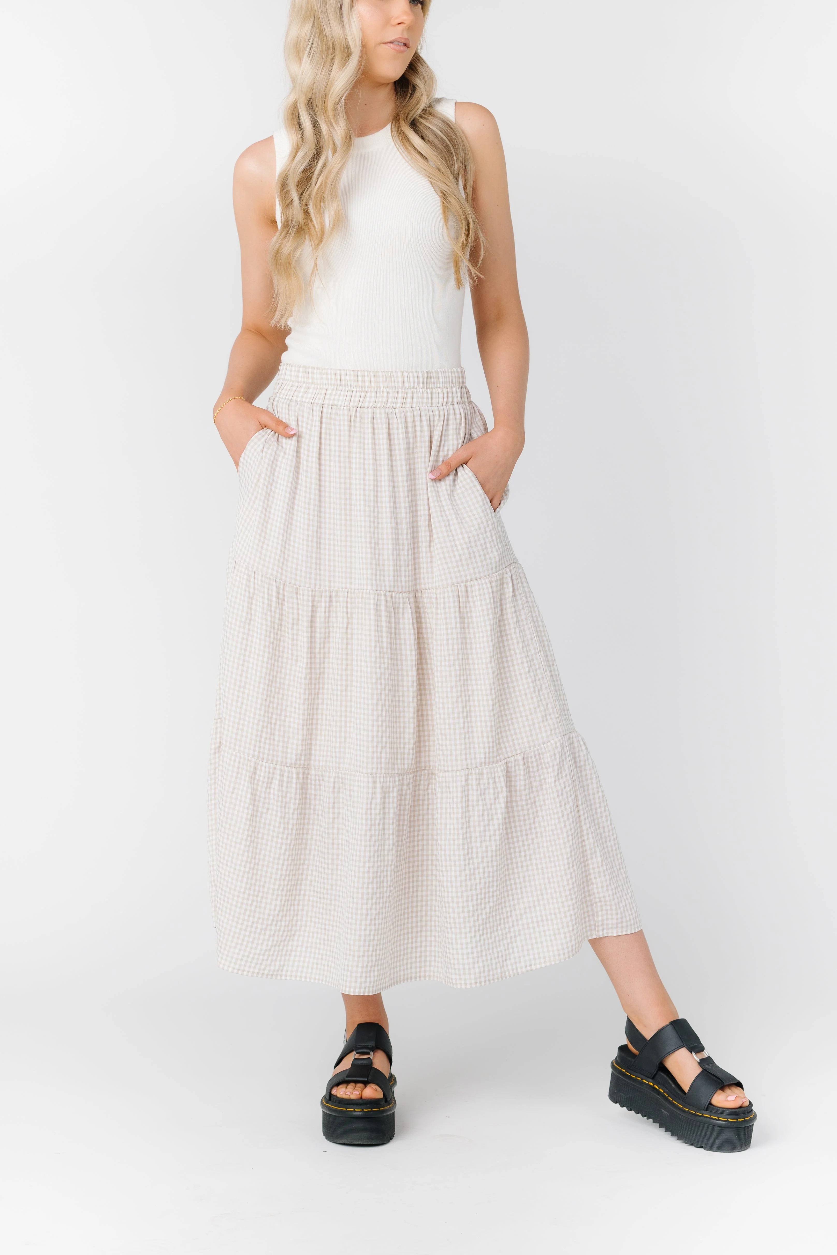 Tiered Gingham Skirt | Called To Surf