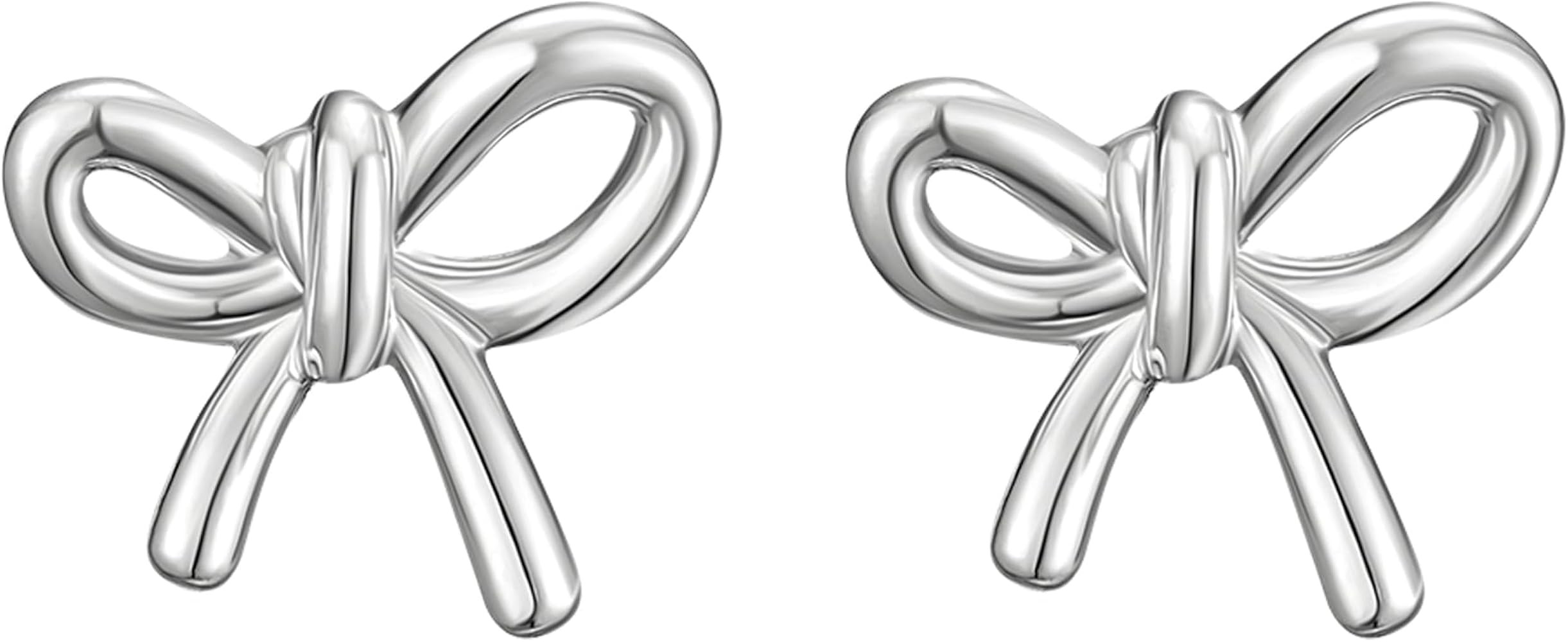 SWEETV Gold/Silver Bow Earrings for Women, 925 Sterling Silver Post Ribbon Knot Stud Earrings Dro... | Amazon (US)