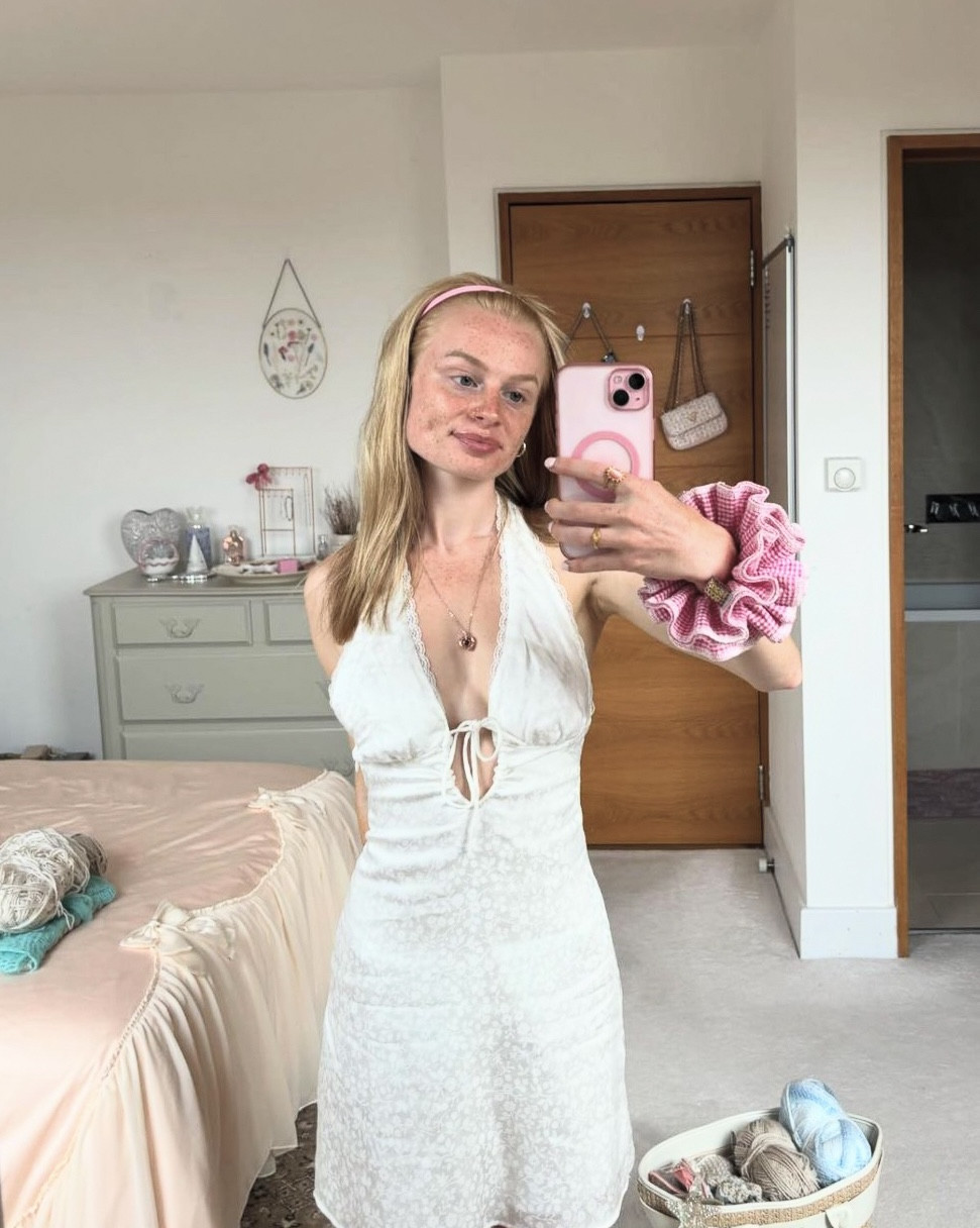 Bertha jacquard lace trim mini dress in ercu from ASOS, Adidas Samba OG Trainors, with a Red gingham scrunchie ❤️

#LTKsummer #LTKuk #LTKeurope