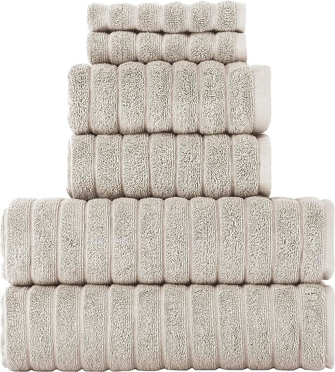 Classic Turkish Towels - Luxury Towels Set of 6 - 620 GSM - 2 Bath Towels, 2 Hand Towels, 2 Washc... | Amazon (US)
