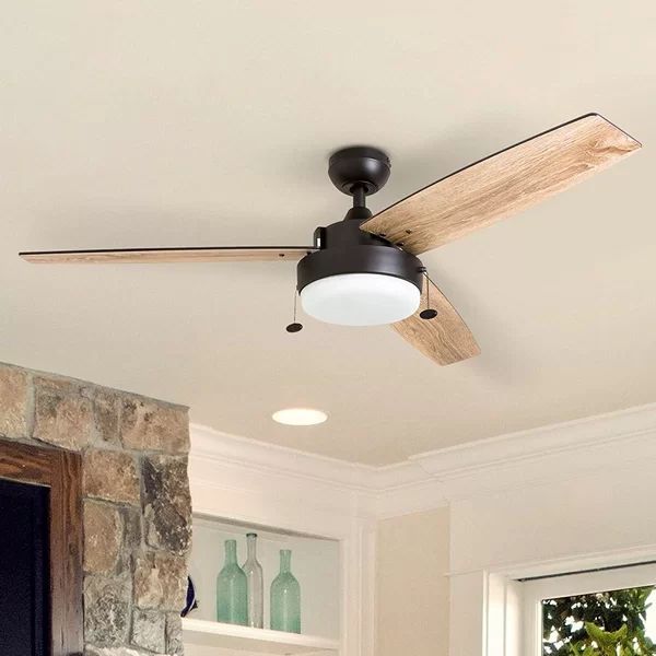 52" Szymon 3 Blade Ceiling Fan, Light Kit Included | Wayfair North America