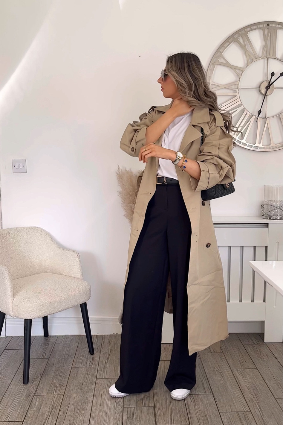 Spring outfits ideas, oversized trench coat, white oversized T-shirt, black wide leg trousers, white new balance trainers 

#LTKeurope #LTKSeasonal #LTKstyletip