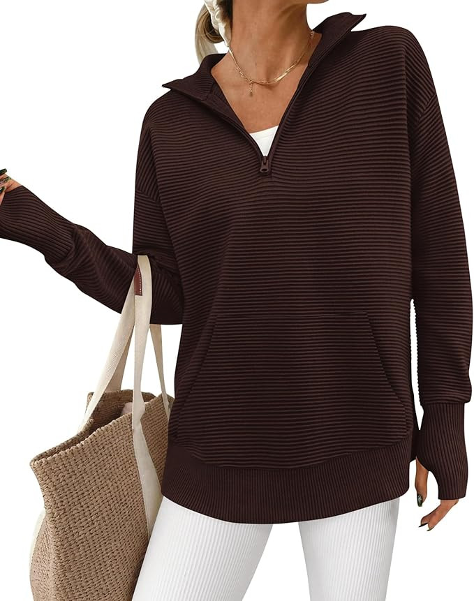BTFBM Sweaters Quarter Zip Pullover Knit | Amazon (US)