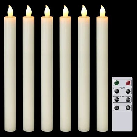 Flickering Flameless LED Taper Candles Battery Operated with Remote and Timer Real Wax Dimmable Ligh | Walmart (US)