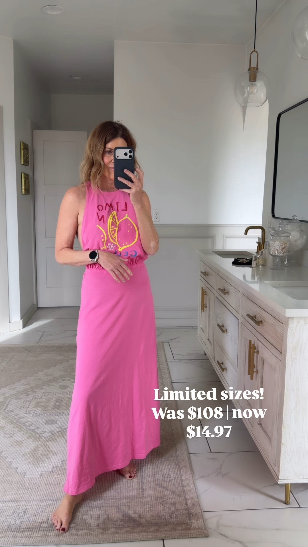 I’m wearing a small t-shirt maxi dress 