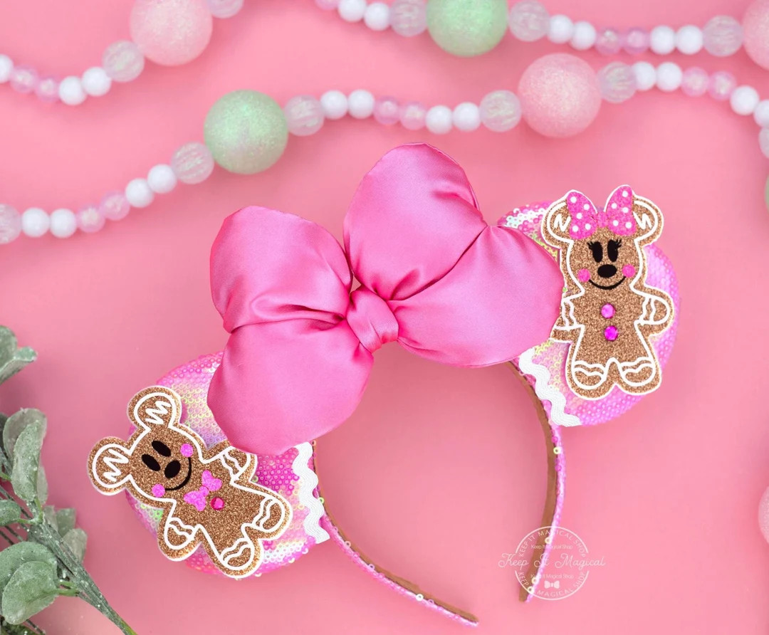 Christmas Mickey Ears Gingerbread Minnie Ears Gingerbread Ears Pink Christmas Minnie Ears Christm... | Etsy (US)