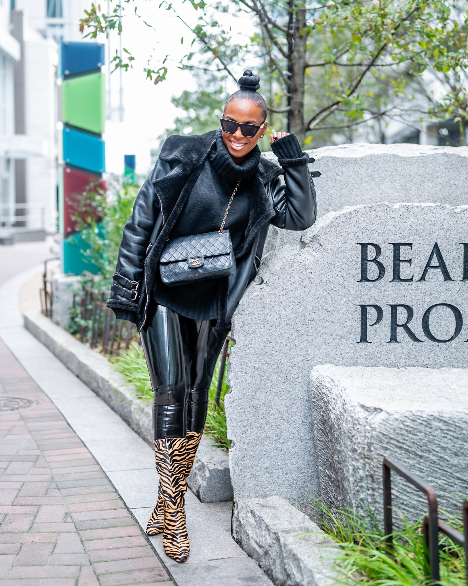 Animal print booties always add the extra pop to an all black look!

Sam Edelman samira zebra boots, patent leather leggings, spanx

#LTKshoecrush